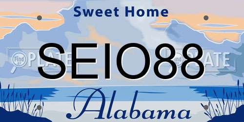 SEIO88 Alabama License Plate