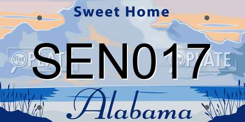 SEN017 Alabama License Plate