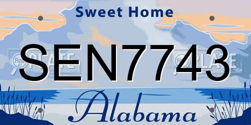 SEN7743 Alabama License Plate