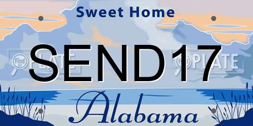 SEND17 Alabama License Plate