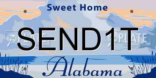 SEND1T Alabama License Plate