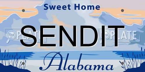 SENDIT Alabama License Plate