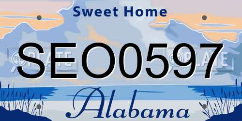 SEO0597 Alabama License Plate