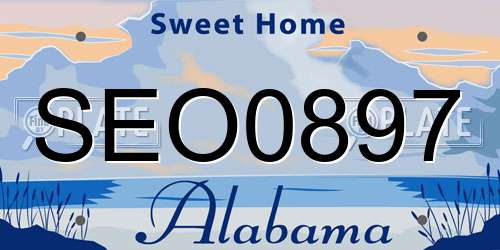 SEO0897 Alabama License Plate