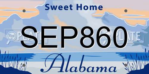 SEP860 Alabama License Plate