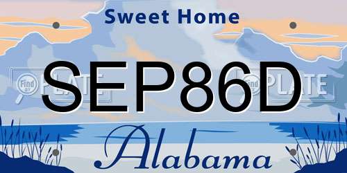 SEP86D Alabama License Plate