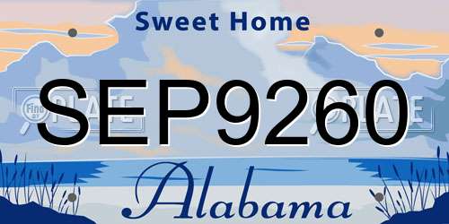 SEP9260 Alabama License Plate