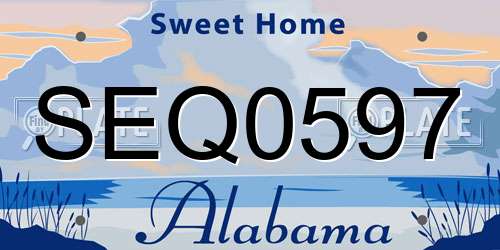 SEQ0597 Alabama License Plate