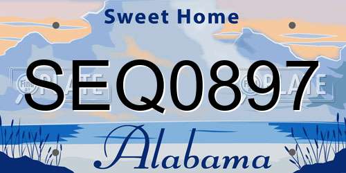 SEQ0897 Alabama License Plate