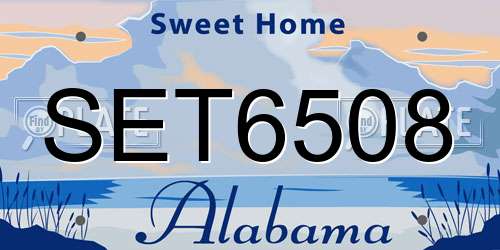 SET6508 Alabama License Plate