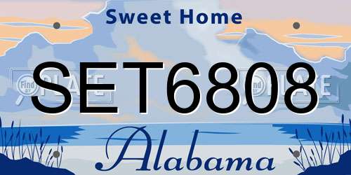SET6808 Alabama License Plate