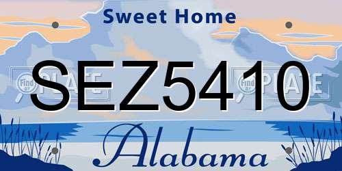 SEZ5410 Alabama License Plate