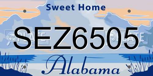 SEZ6505 Alabama License Plate