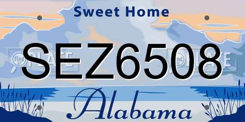 SEZ6508 Alabama License Plate