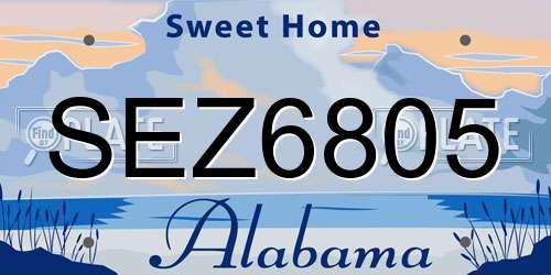 SEZ6805 Alabama License Plate