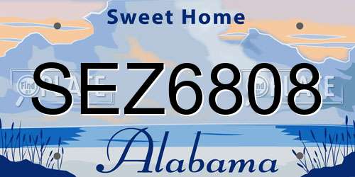 SEZ6808 Alabama License Plate