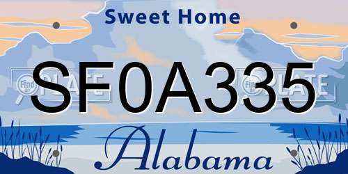 SF0A335 Alabama License Plate