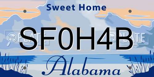 SF0H4B Alabama License Plate