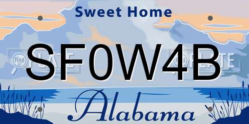 SF0W4B Alabama License Plate