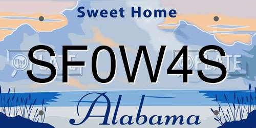 SF0W4S Alabama License Plate