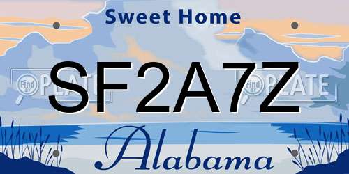 SF2A7Z Alabama License Plate
