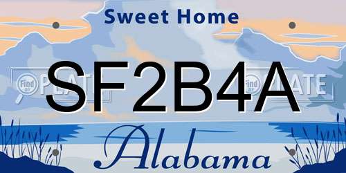 SF2B4A Alabama License Plate