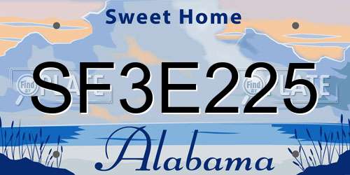 SF3E225 Alabama License Plate