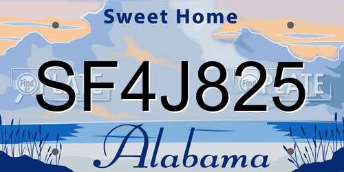 SF4J825 Alabama License Plate