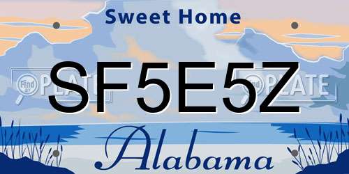 SF5E5Z Alabama License Plate
