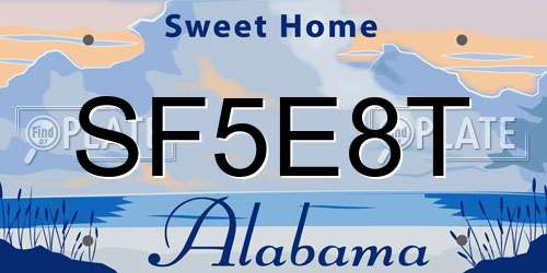 SF5E8T Alabama License Plate