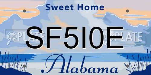 SF5I0E Alabama License Plate
