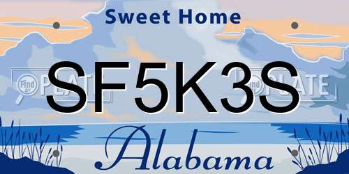 SF5K3S Alabama License Plate
