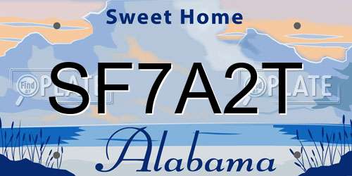 SF7A2T Alabama License Plate