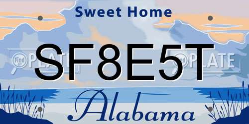 SF8E5T Alabama License Plate