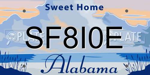 SF8I0E Alabama License Plate