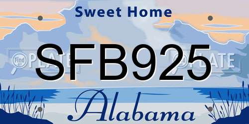 SFB925 Alabama License Plate
