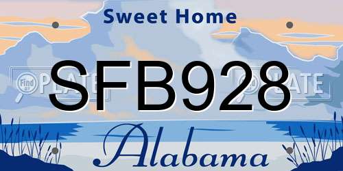 SFB928 Alabama License Plate