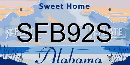SFB92S Alabama License Plate