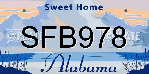 SFB978 Alabama License Plate