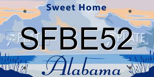 SFBE52 Alabama License Plate
