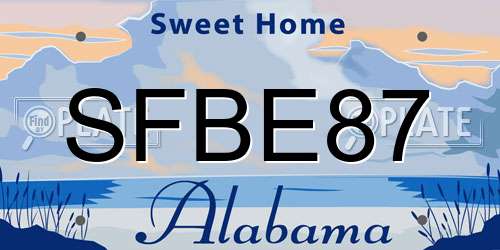 SFBE87 Alabama License Plate