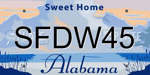 SFDW45 Alabama License Plate