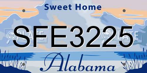 SFE3225 Alabama License Plate