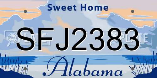 SFJ2383 Alabama License Plate