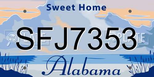 SFJ7353 Alabama License Plate