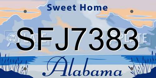 SFJ7383 Alabama License Plate
