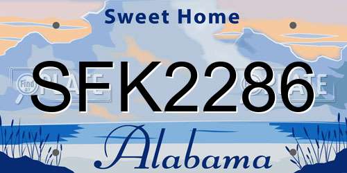 SFK2286 Alabama License Plate