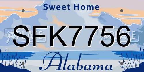 SFK7756 Alabama License Plate