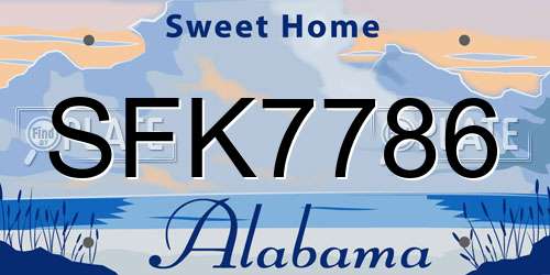 SFK7786 Alabama License Plate