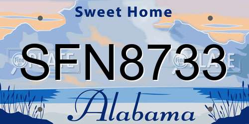 SFN8733 Alabama License Plate